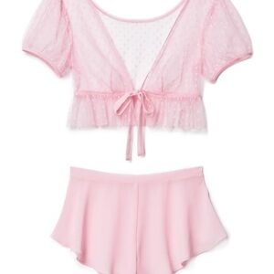 Adore Me Light Pink Lindy crop top and shorts Lingerie-M